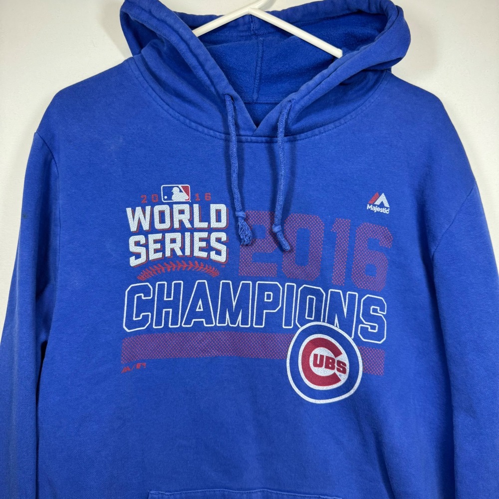 Majestic Chicago Cubs Hoodie 2016 World Series Champions‎ Blue Mens Sz Large